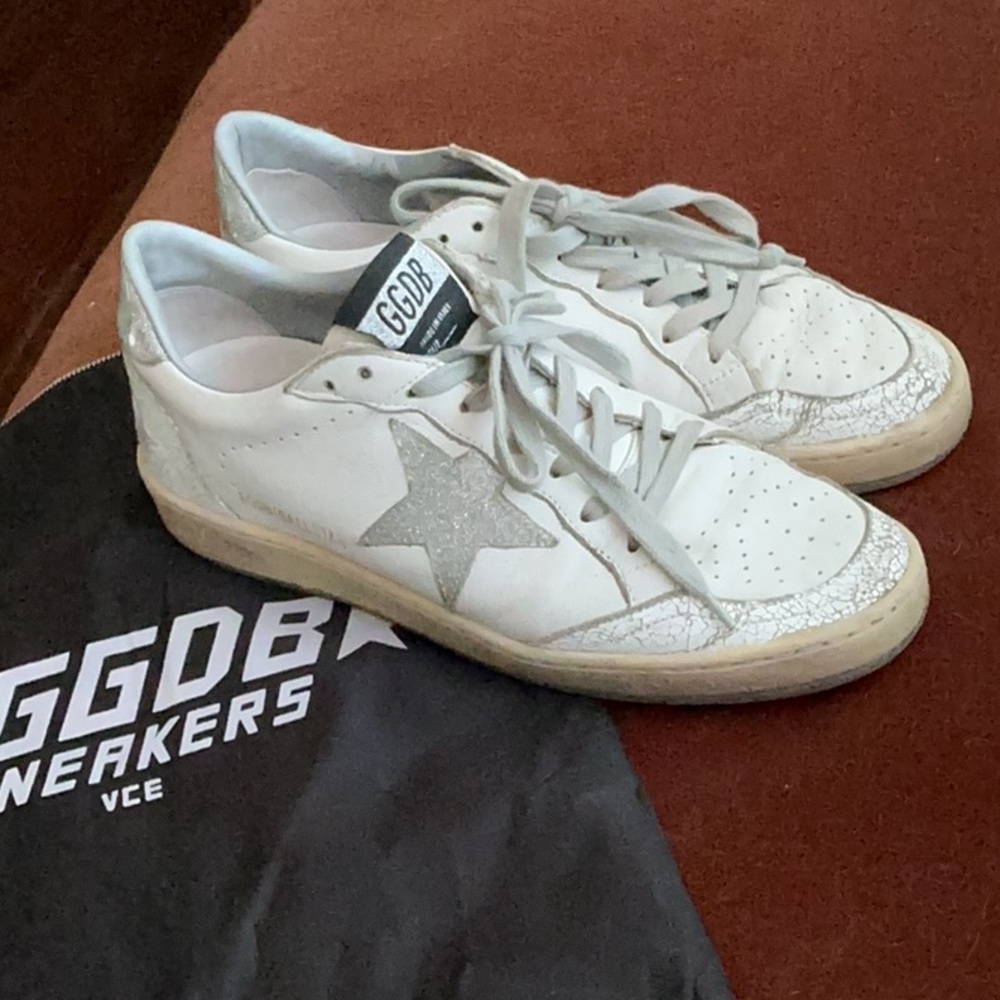 Golden Goose Ball Star Silver Star & Heel Tab Sneakers - Picture 2 of 7